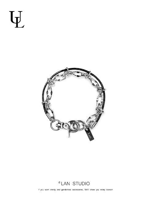 [LAN ARCHIVE] 027 Leather insert chain bracelet